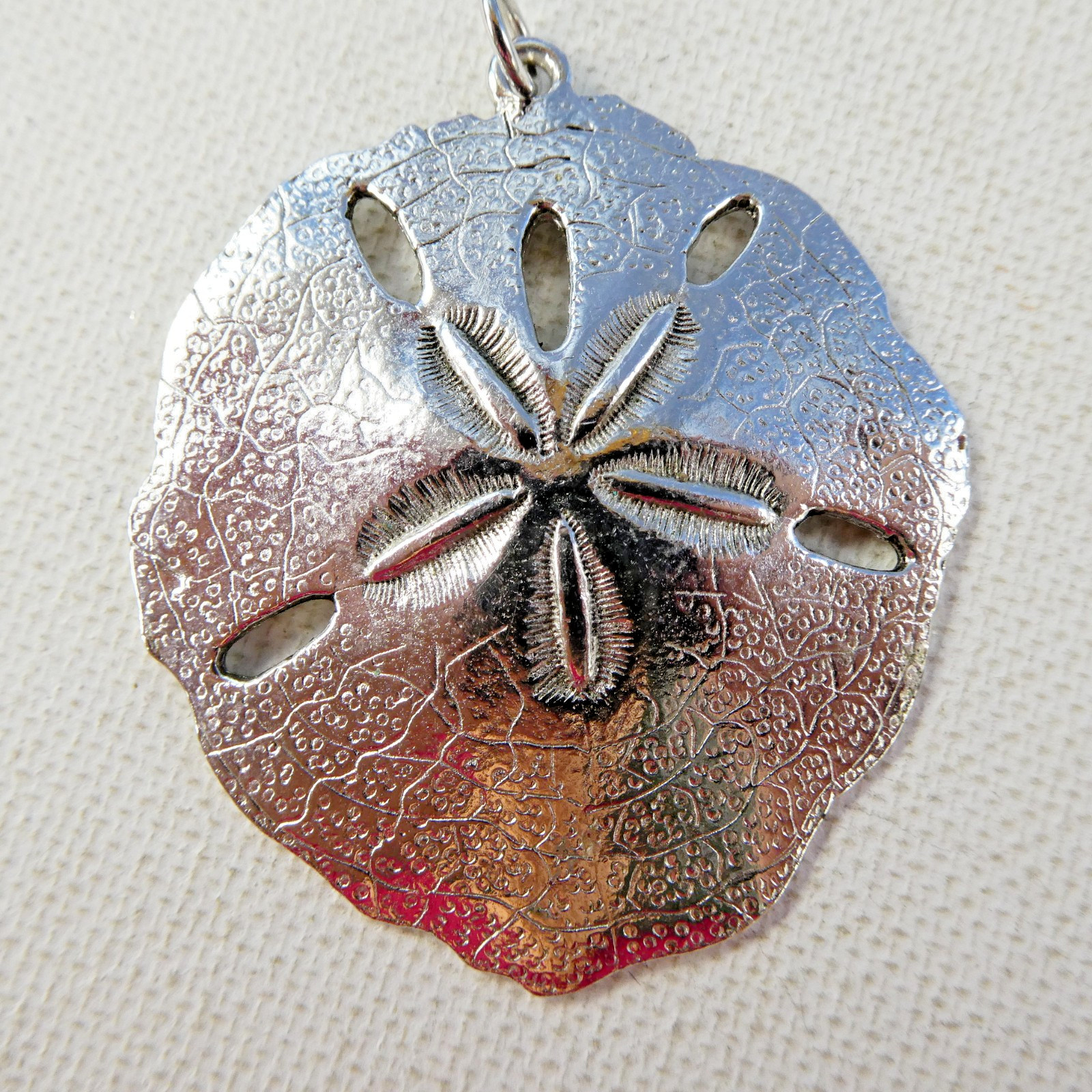Silver Plated SAND DOLLAR Pendant Made In United Kingdom Large 1.75″
