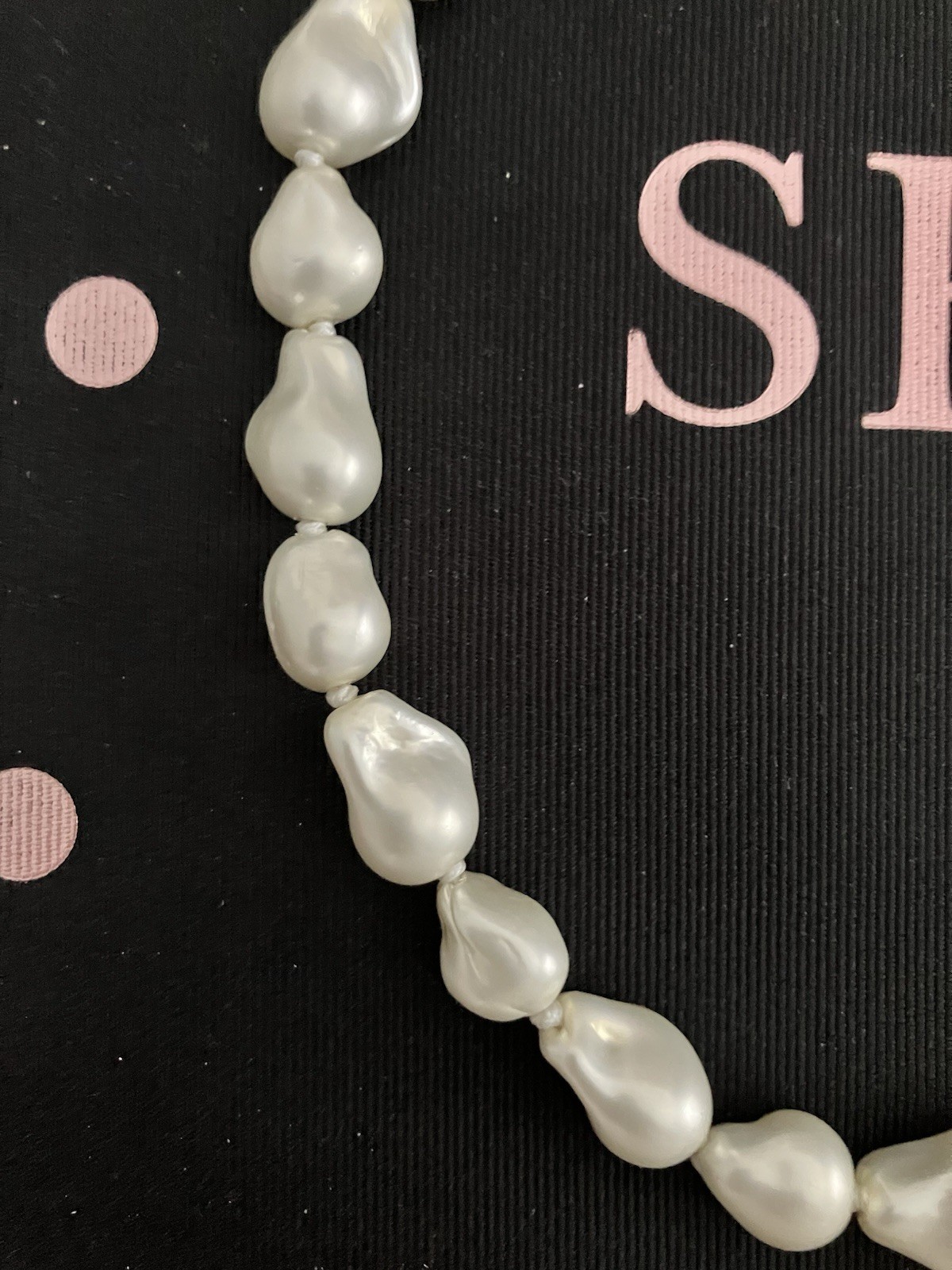 NWT J Crew White Baroque Pearl Beaded Necklace Gold Tone Padlock Key Charm