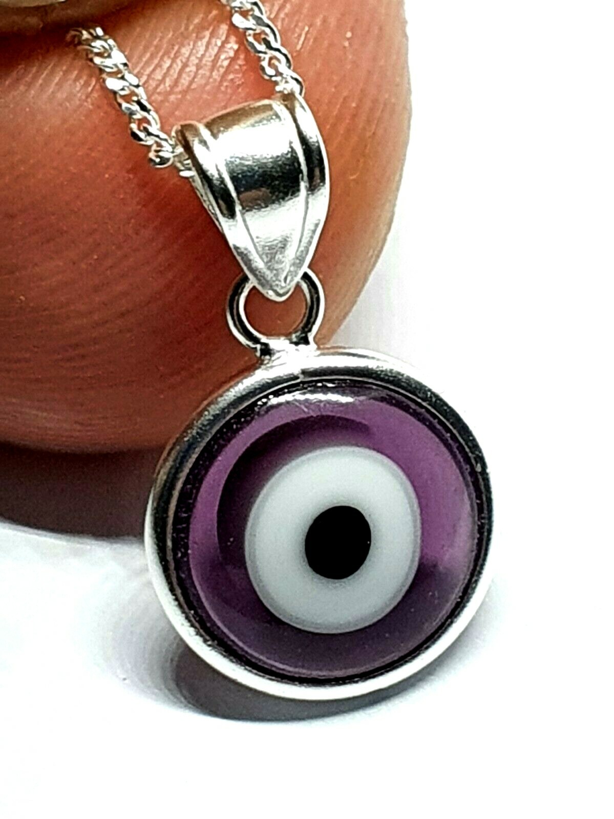 Evil Eye Pendant Amethyst Nasar Necklace Ethereal 925 Silver Jewellery & Boxed