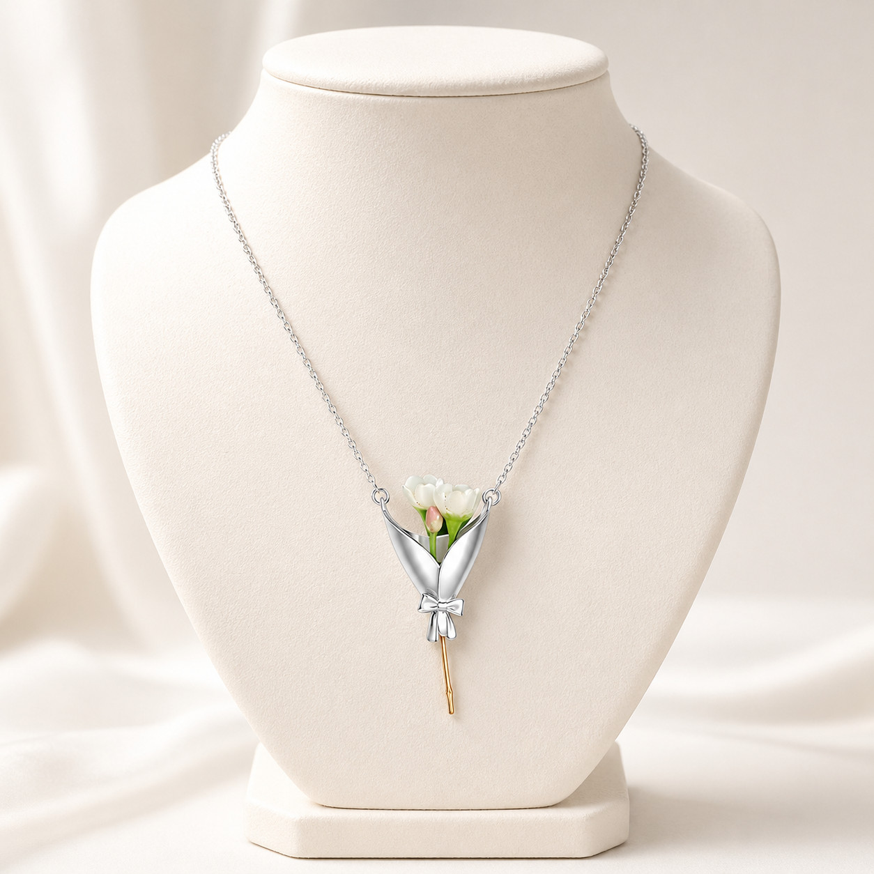 Bouquet Necklace Flower Holder Necklace Pendant Floral Vase Necklaces Gift