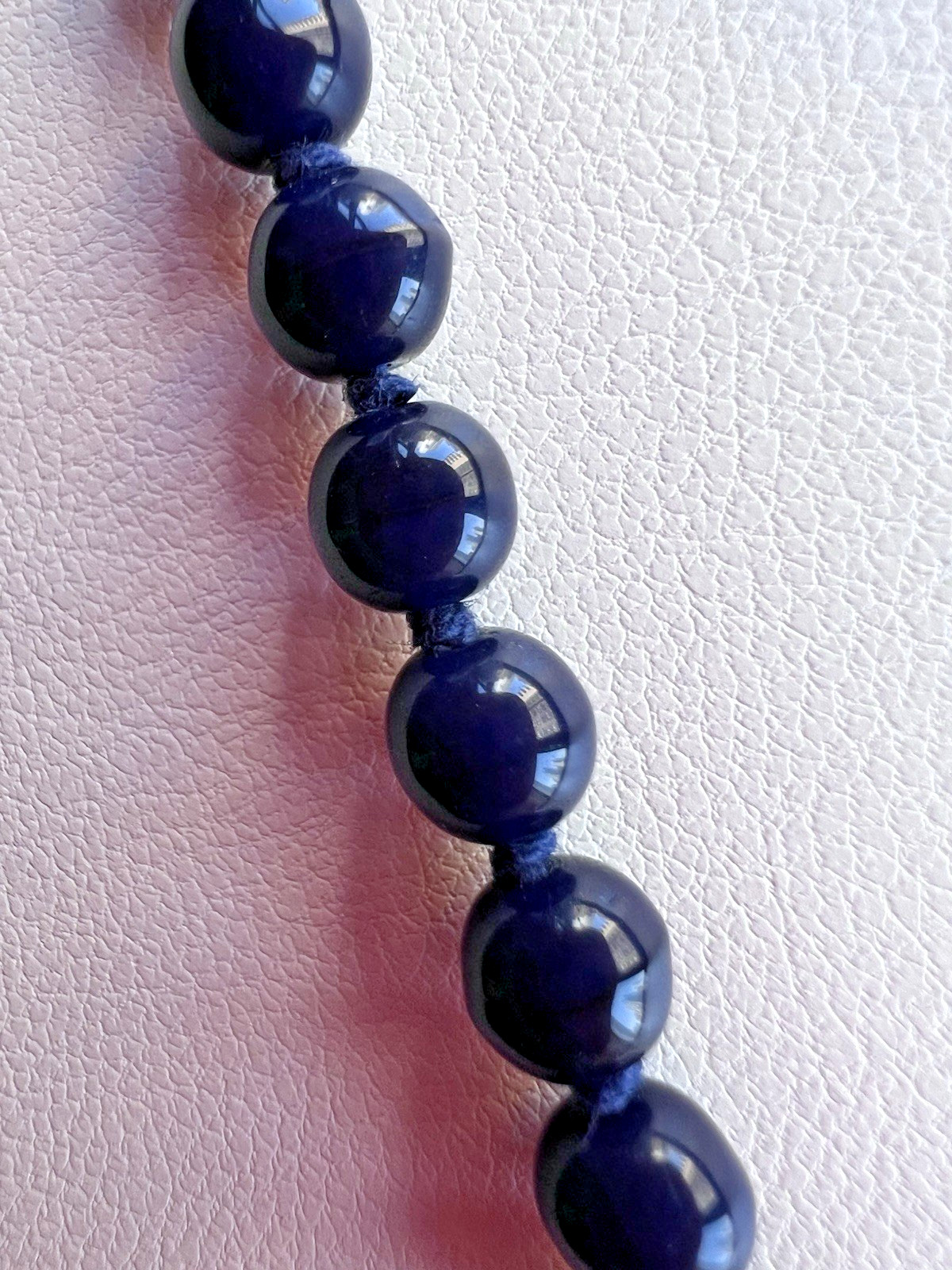 Dark Blue Beaded Necklace Spring Ring Closure Fashion Jewelry