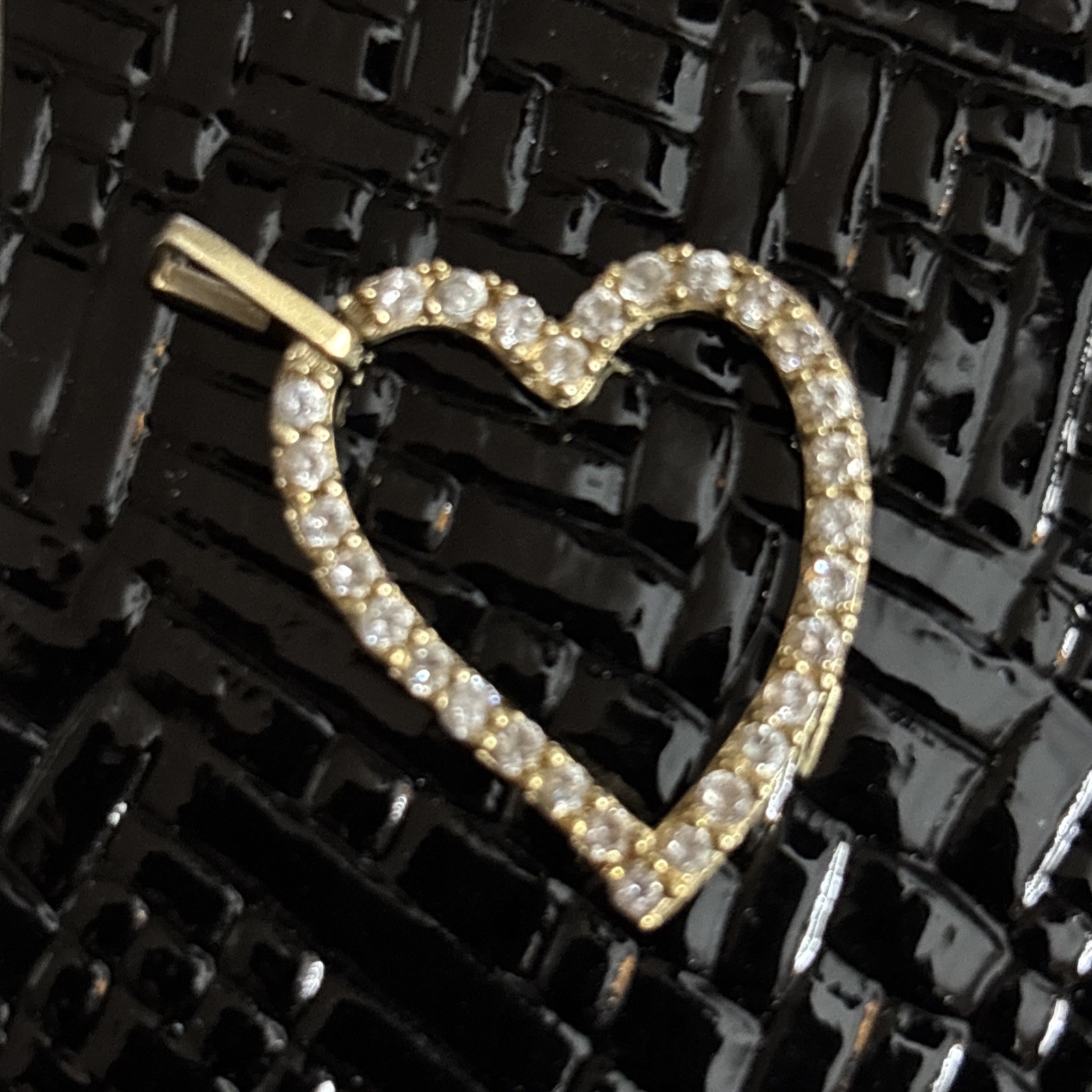 10K Yellow Gold And Cubic Zirconia Heart Pendant Valentine