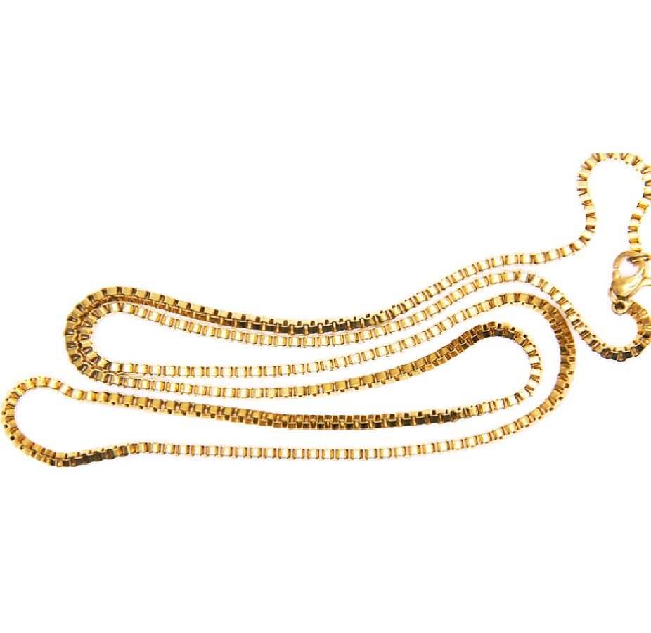 Real 18K Yellow Gold Filled Hypo-allergenic 30 inch 2 mm Thin Box Chain Necklace