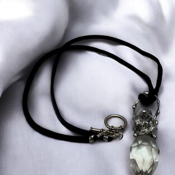 Unique Handcrafted Silver & Crystal Perfume Bottle Topper Pendant Necklace