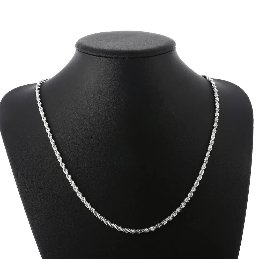 Collar Cadena De Plata 925 Para Mujeres Hombres De Alta Calidad De Moda Regalo