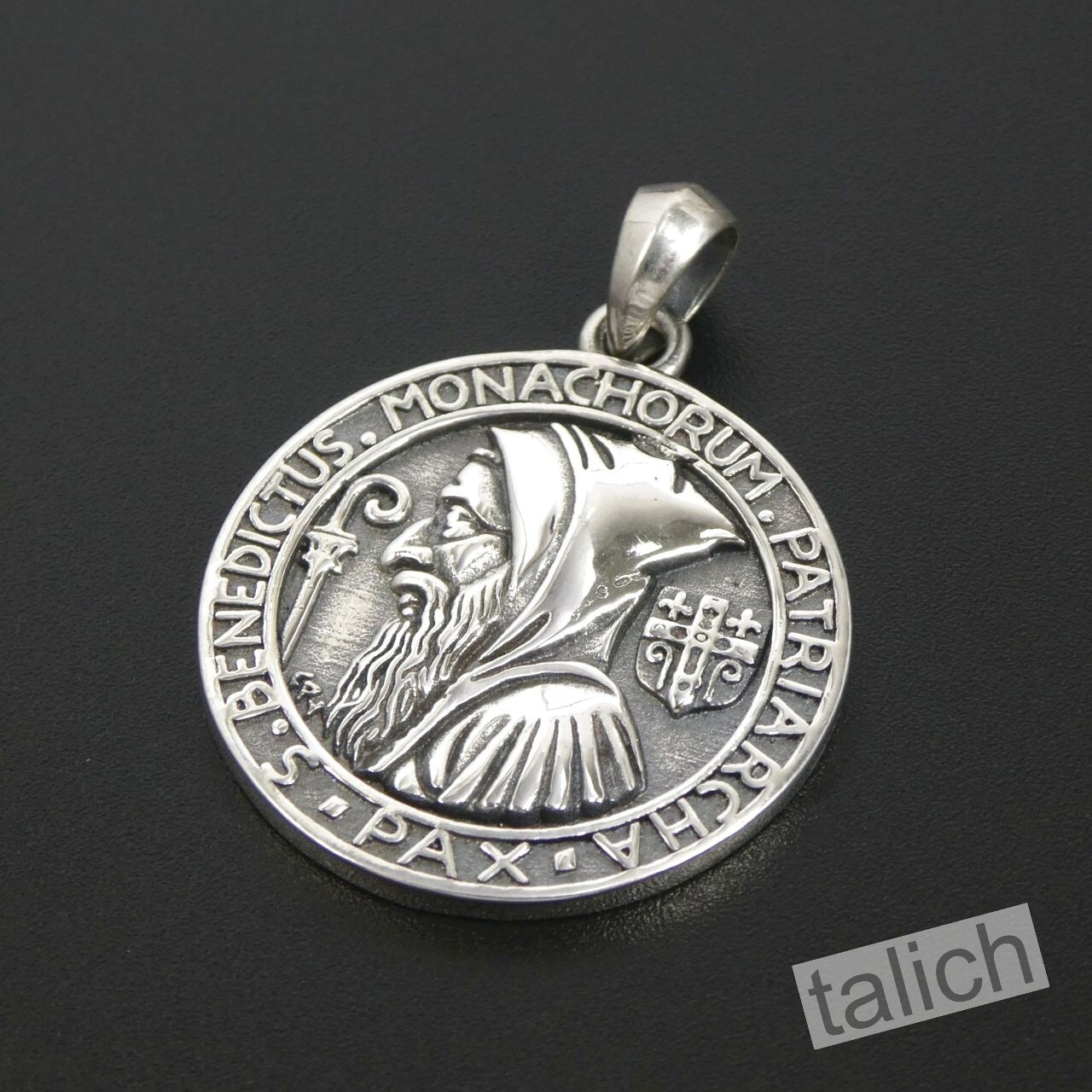 Solid 925 Sterling Silver Saint Benedict Medal Round Pendant Amulet Great Gift