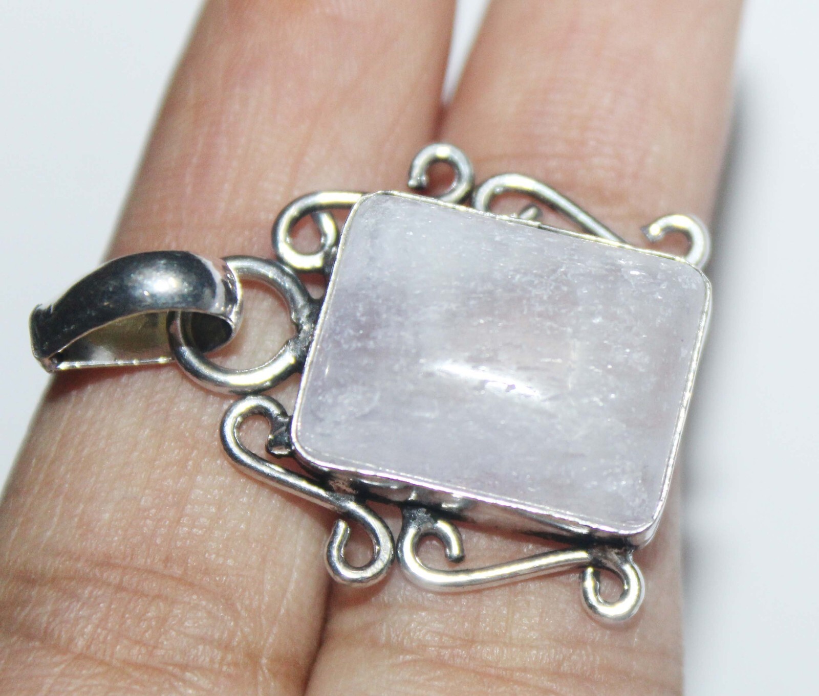 Rose Quartz Octagon Shape Gemstone Handmade Pendent Jewelry Size 1.5 Inch