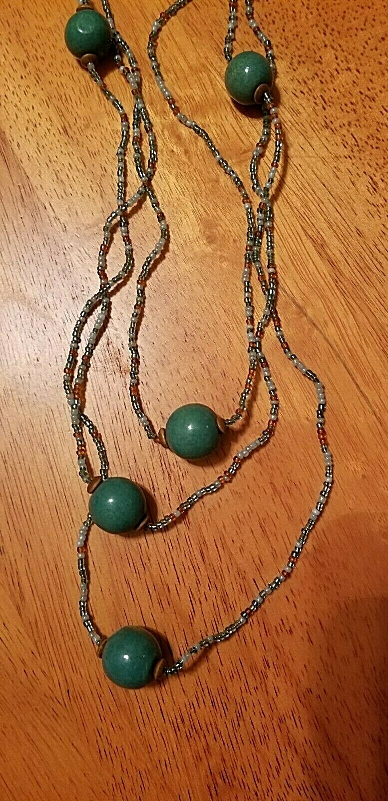 50% off! 27″ Three Strand Seed & Large Plastic Beads Necklace with Lobster Hook
