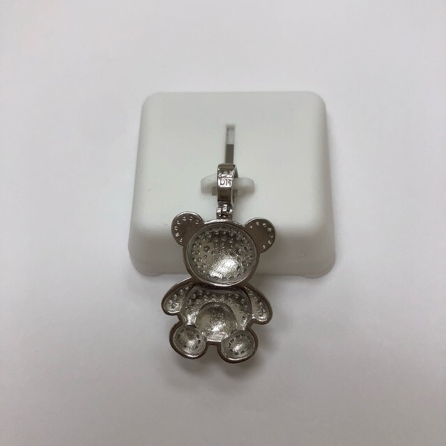 925 Sterling Silver with Cubic Zirconia Teddy Bear Pendant