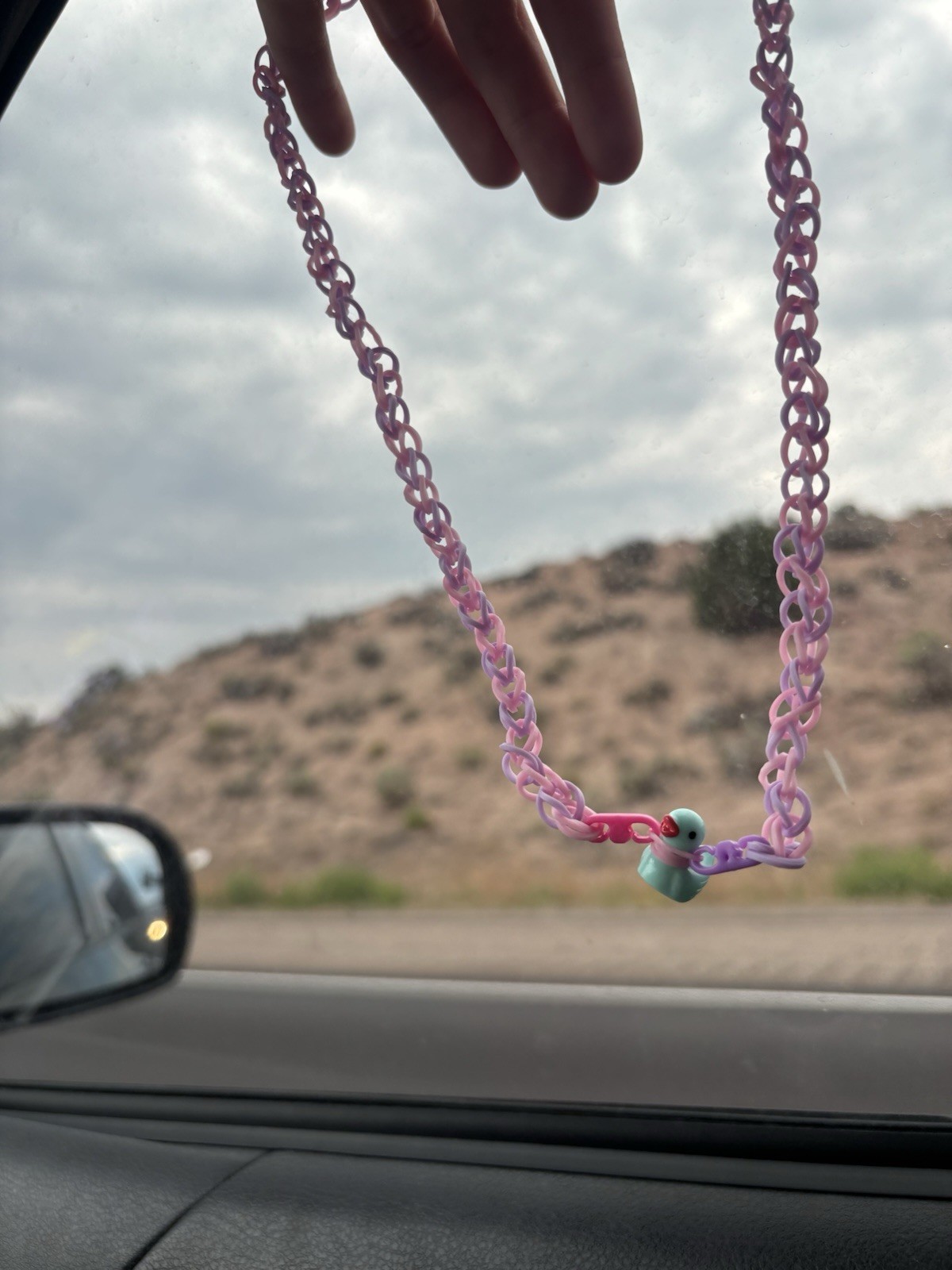 Pink Plastic Cable Chain Necklace with Asymmetrical Charm Pendant
