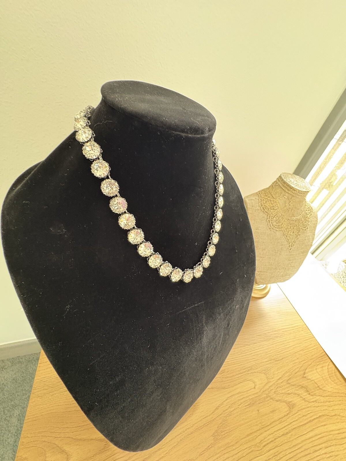 Rare Stella & Dot Necklace 12 mm Crystal Rhinestone Regency Statement 18-19”