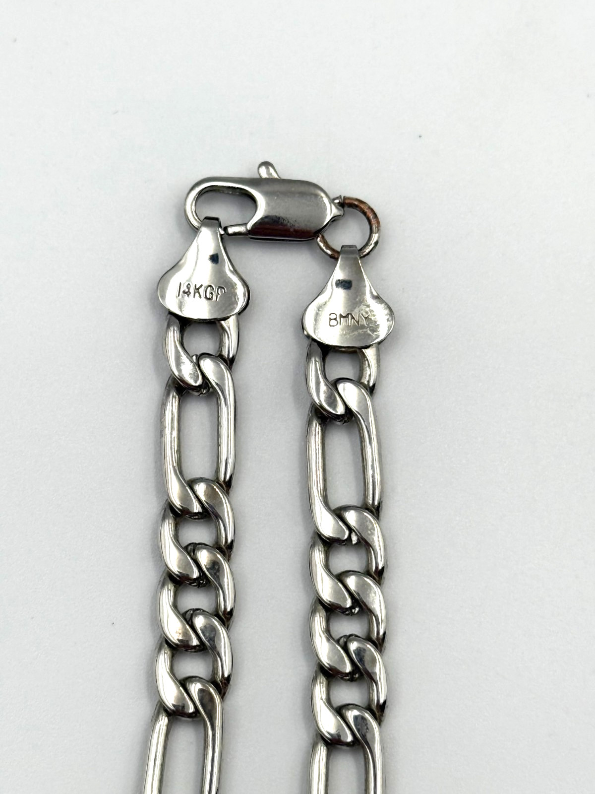 BMNY 14K White Gold Plate Figaro Necklace 24″ Long