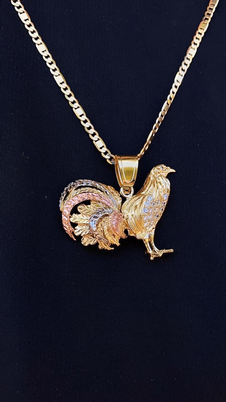 14K Gold Filled Chicken Rooster Necklace 24″ Valentino Figaro Chain Mens Adults