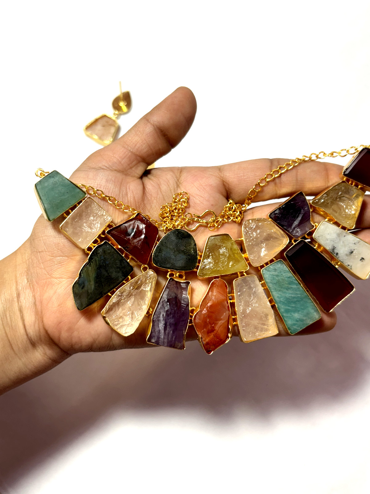 Necklace With Stud Multi Necklace Natural Gemstone Jewelry Gift For Her