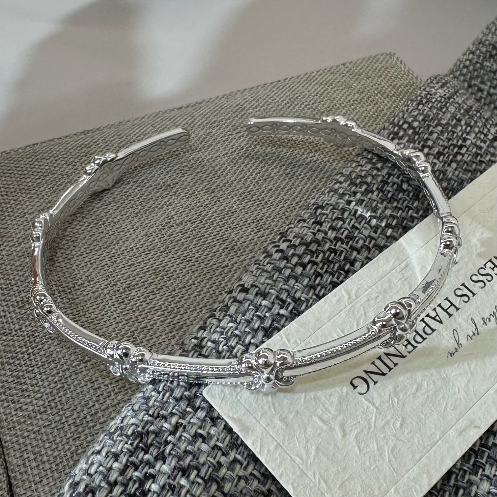 Iris Flower Open Cuff Bracelet Women’s Minimalist Bangle S925 Sterling Silver