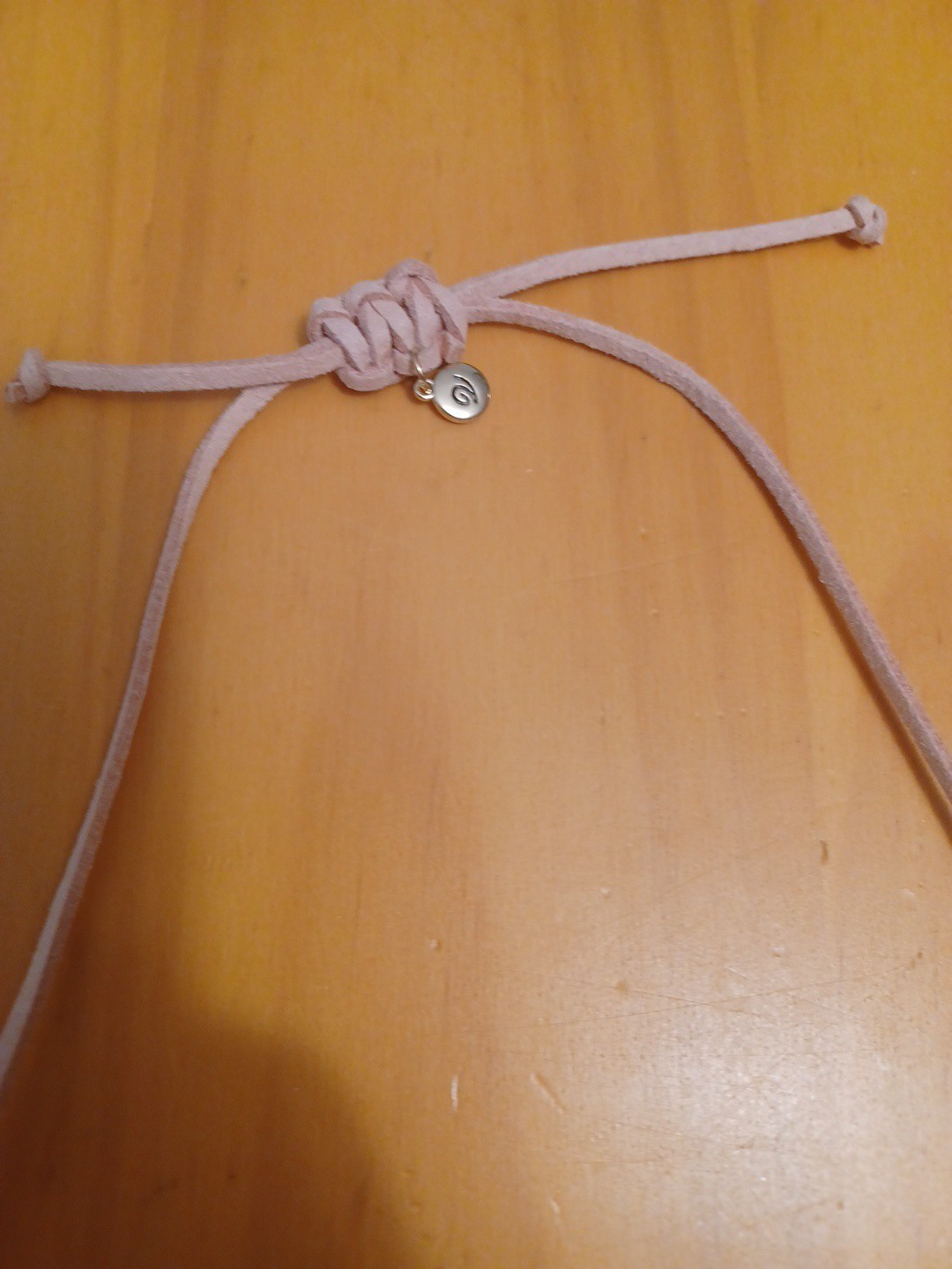 Custome Jewlery Light Pink With Gold And Pink Suede Necklace