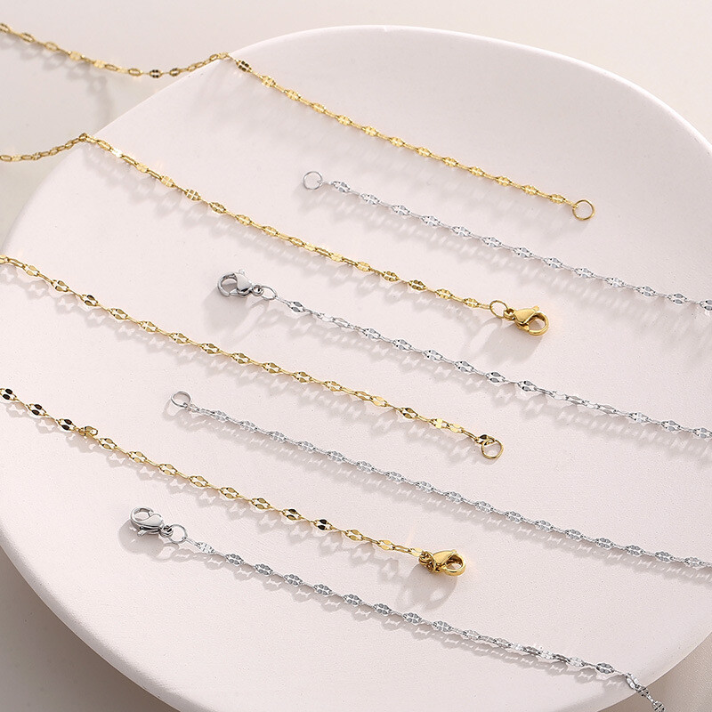 Silver Gold Titanium Stainless Steel Ona Confetti Chain Necklace Choker 20″ PE11
