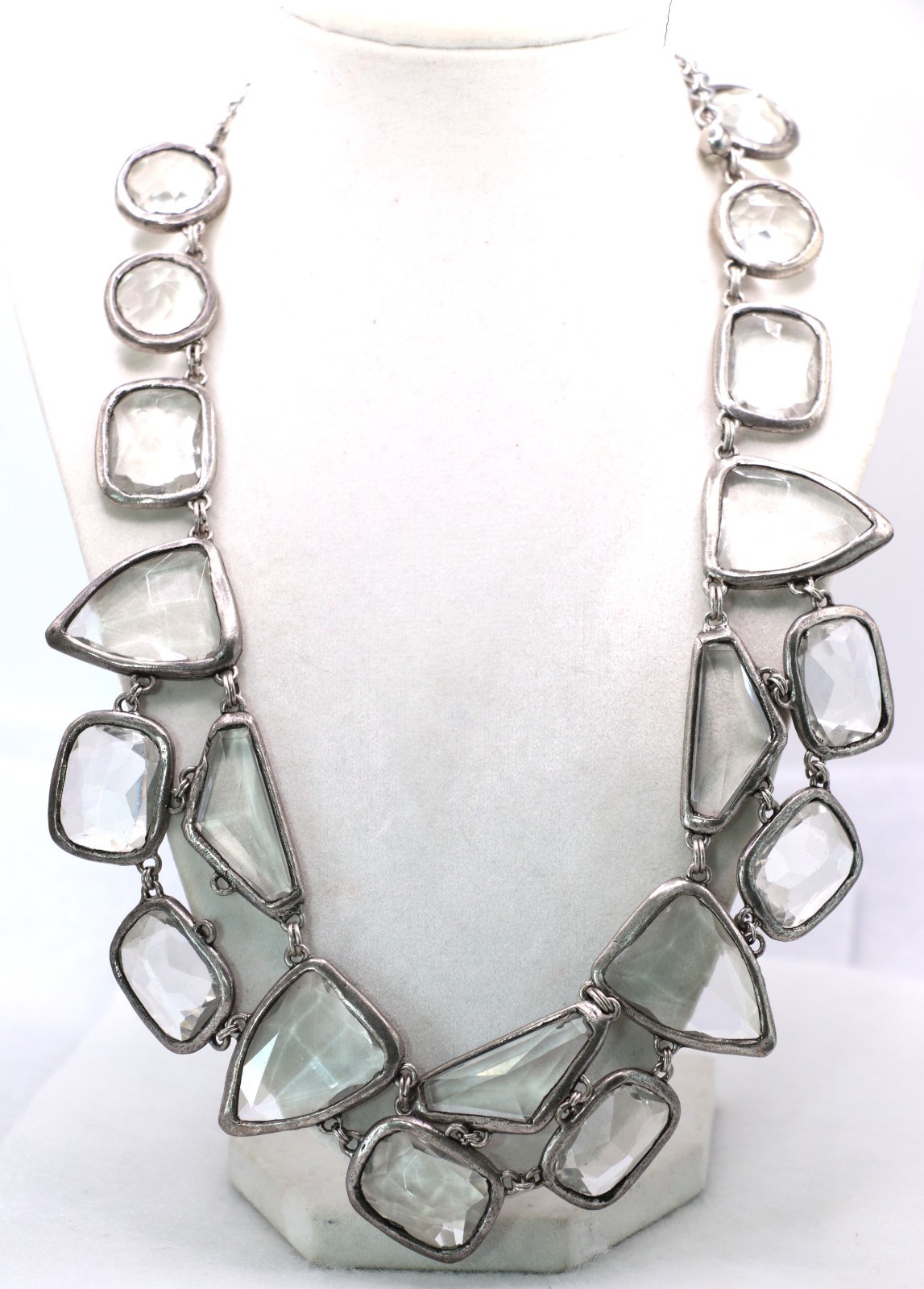 Victoria Tane Glass Geometric Various Shapes Silver Chain Modern Necklace