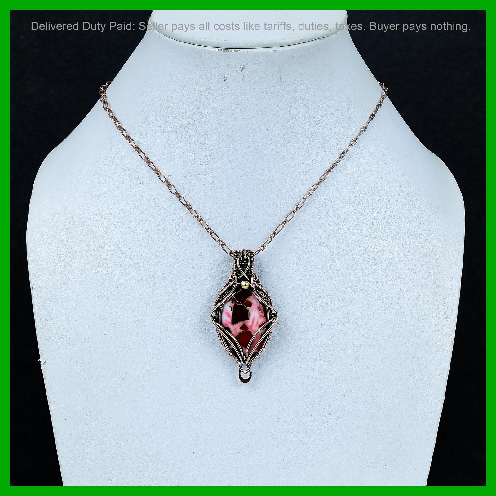 Copper Kingman Red Mohave Copper Turquoise Gemstone Wedding Wire Wrapped Pendant