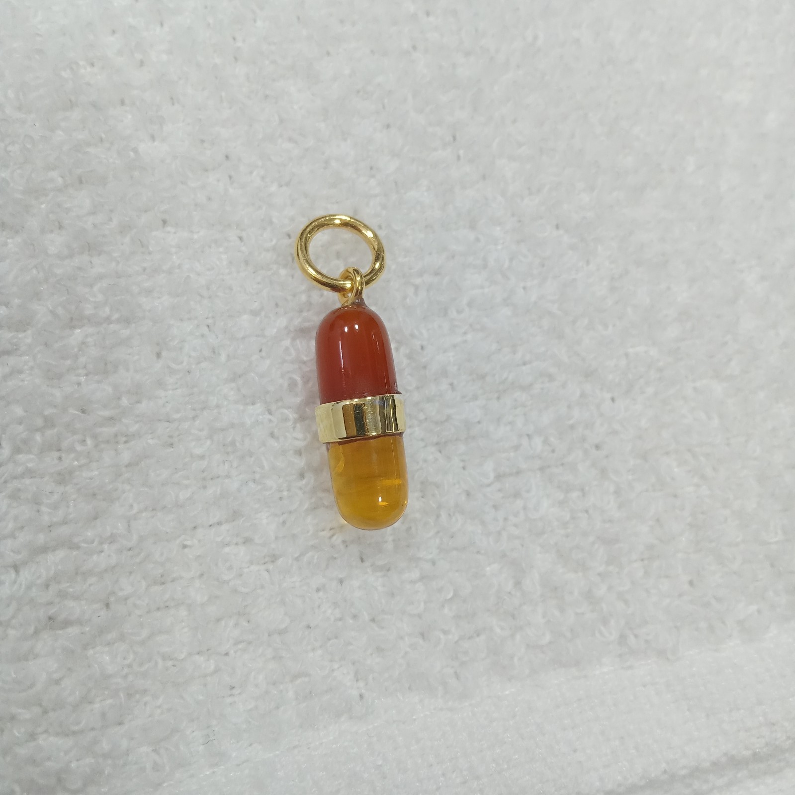 Vermeil Pill Capsule, 18k Gold Pill Charm, Carabiner, Pill Pendant, Tases Stones