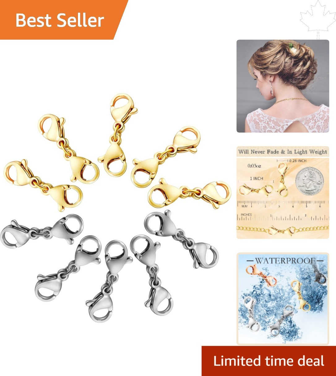 10 Pack Double Lobster Clasps – Exquisite Necklace Extenders in Gold & Silver