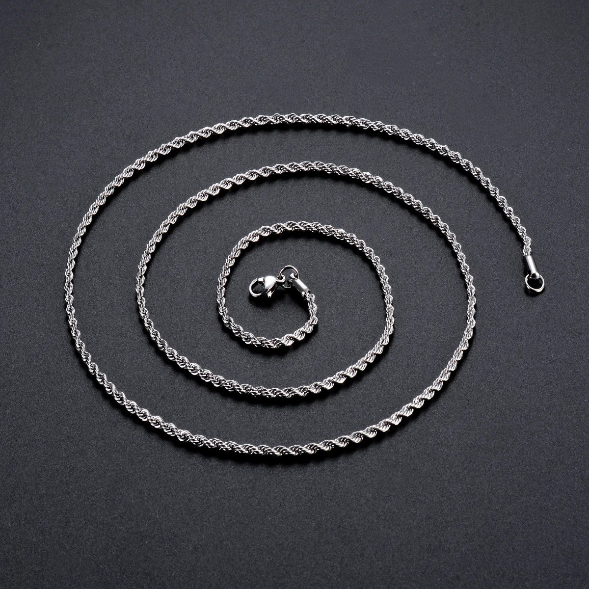 2/2.5/3/4/5/6/7mm 316L Stainless Steel Women Men Rope Chains Necklaces 18-32”