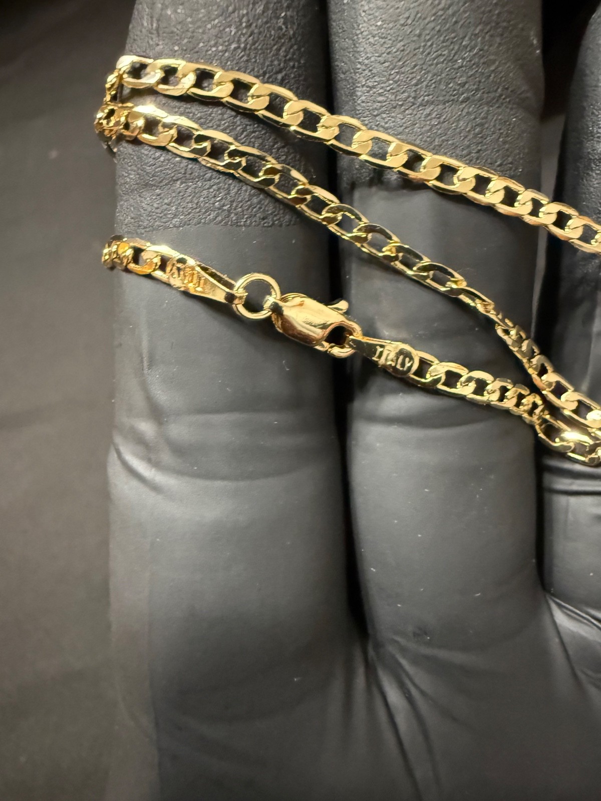 cuban necklace chain 18k gold filled stamped itally 750 16 inch 2.5 mm