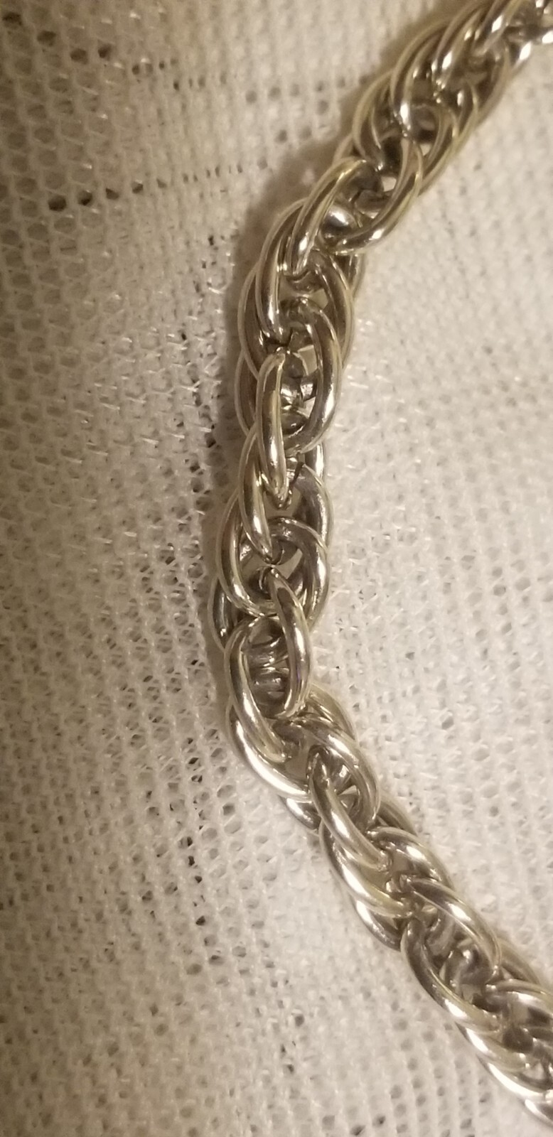 Vtg Western Germany Signed Necklace Silvertone Twist Smooth Texture 52″ Aluminu