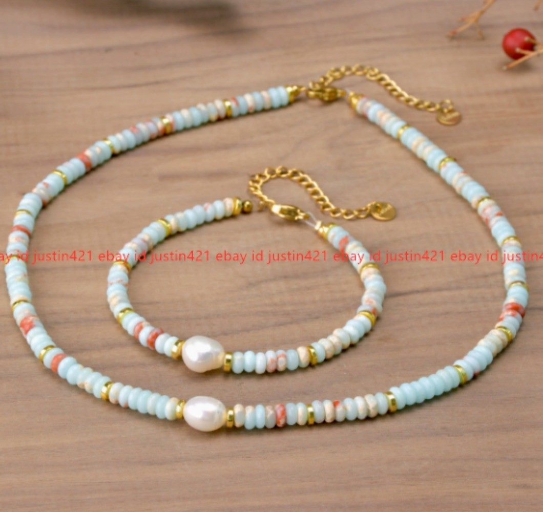 Charming 2x4mm Shoushan Jasper Gems Rondelle Beads Necklace Bracelet18in+7.5in