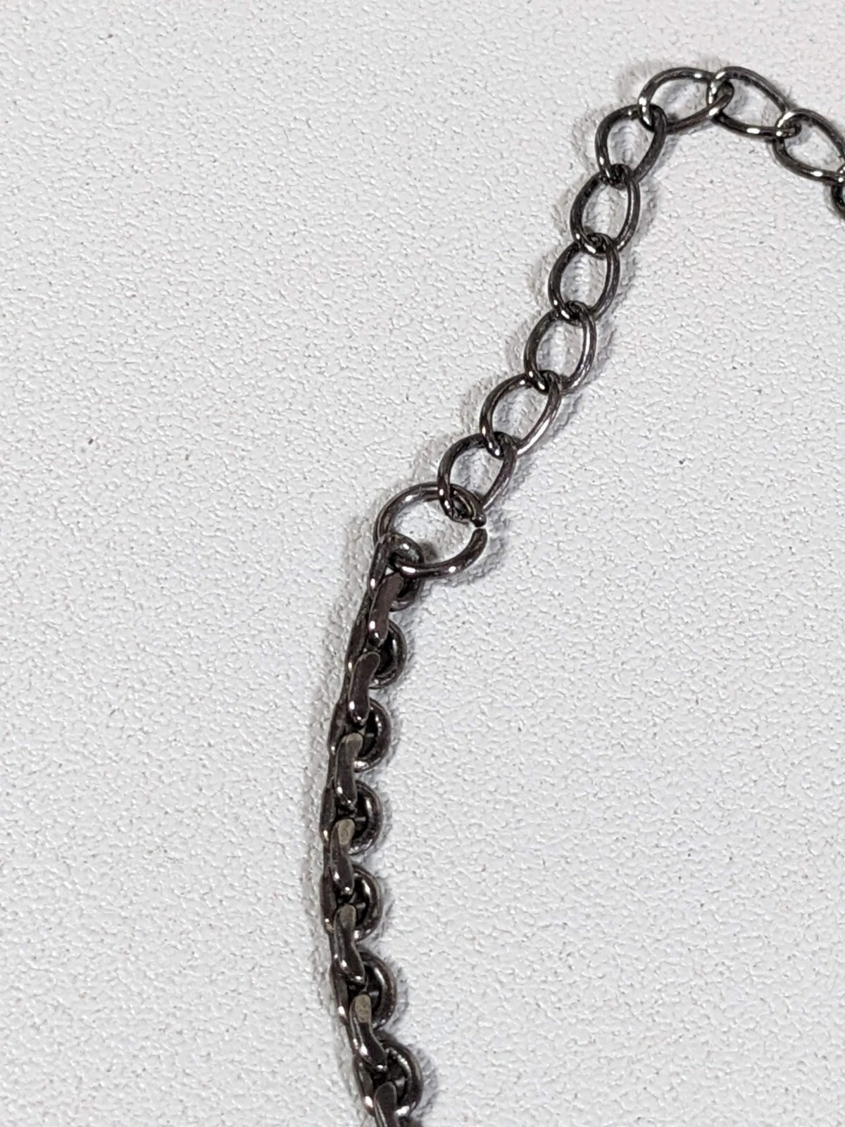 Gunmetal Gray Acrylic Round Charm Bead Choker Necklace 15 in