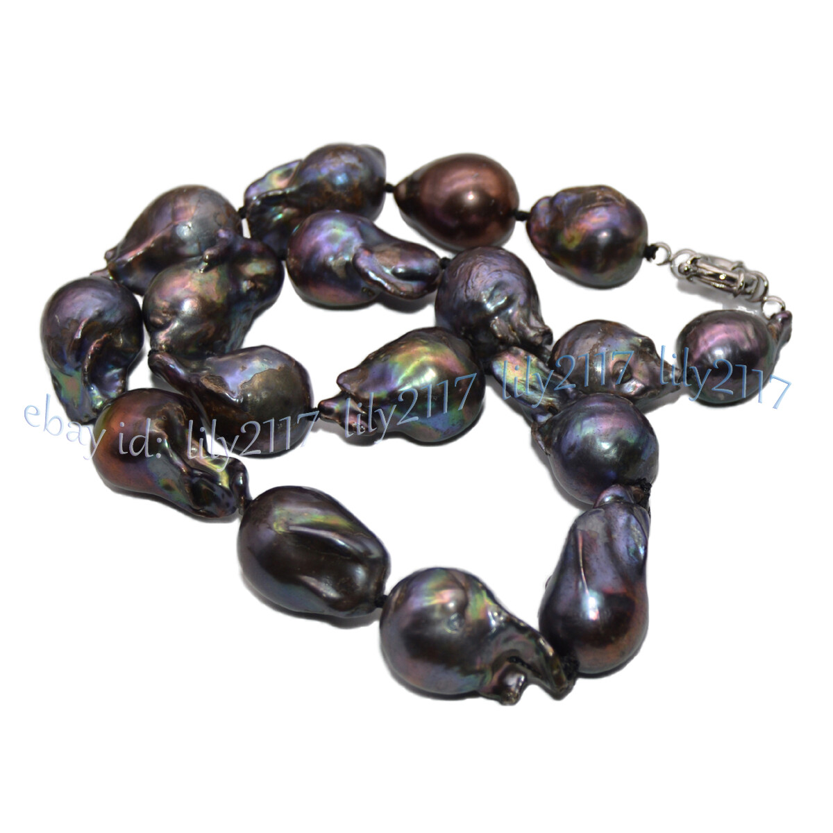 Huge 15-35mm Real Natural Black South Sea Baroque Pearl Necklace 14-36 inches
