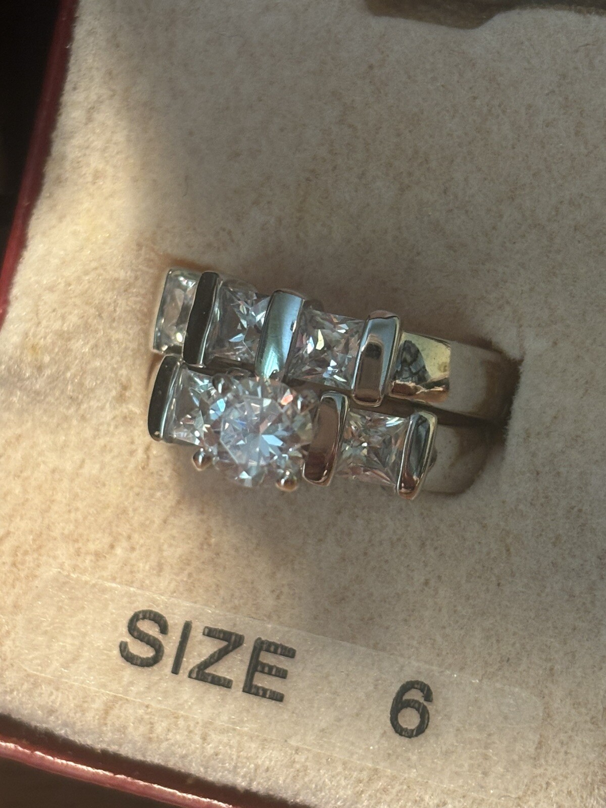 Sterling silver wedding set rings for women size 6 cubic zirconia in a box NWT