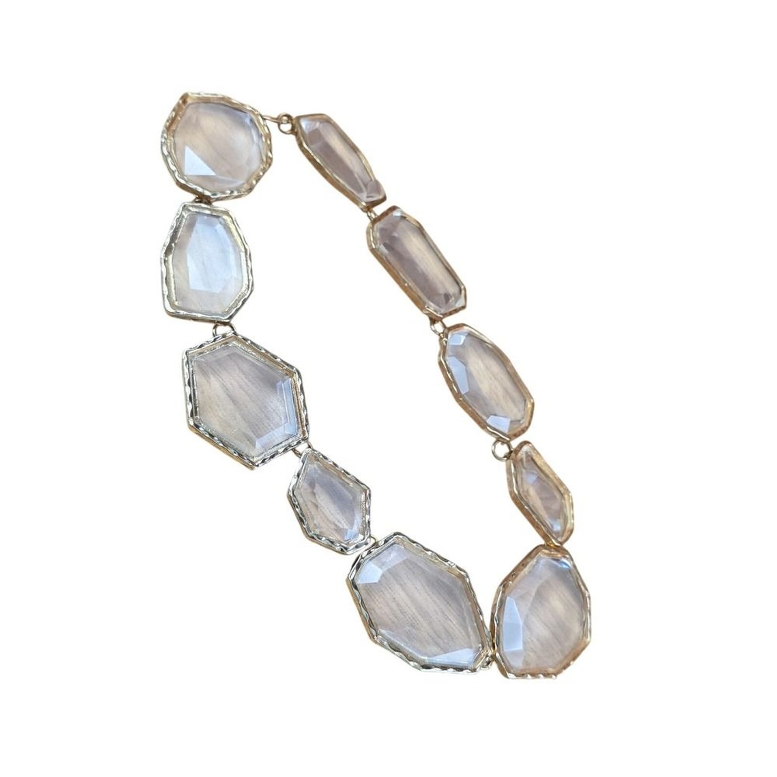 Unbranded Geometric Hexagon Link Necklace Clear Gold Excellent Statement Modern