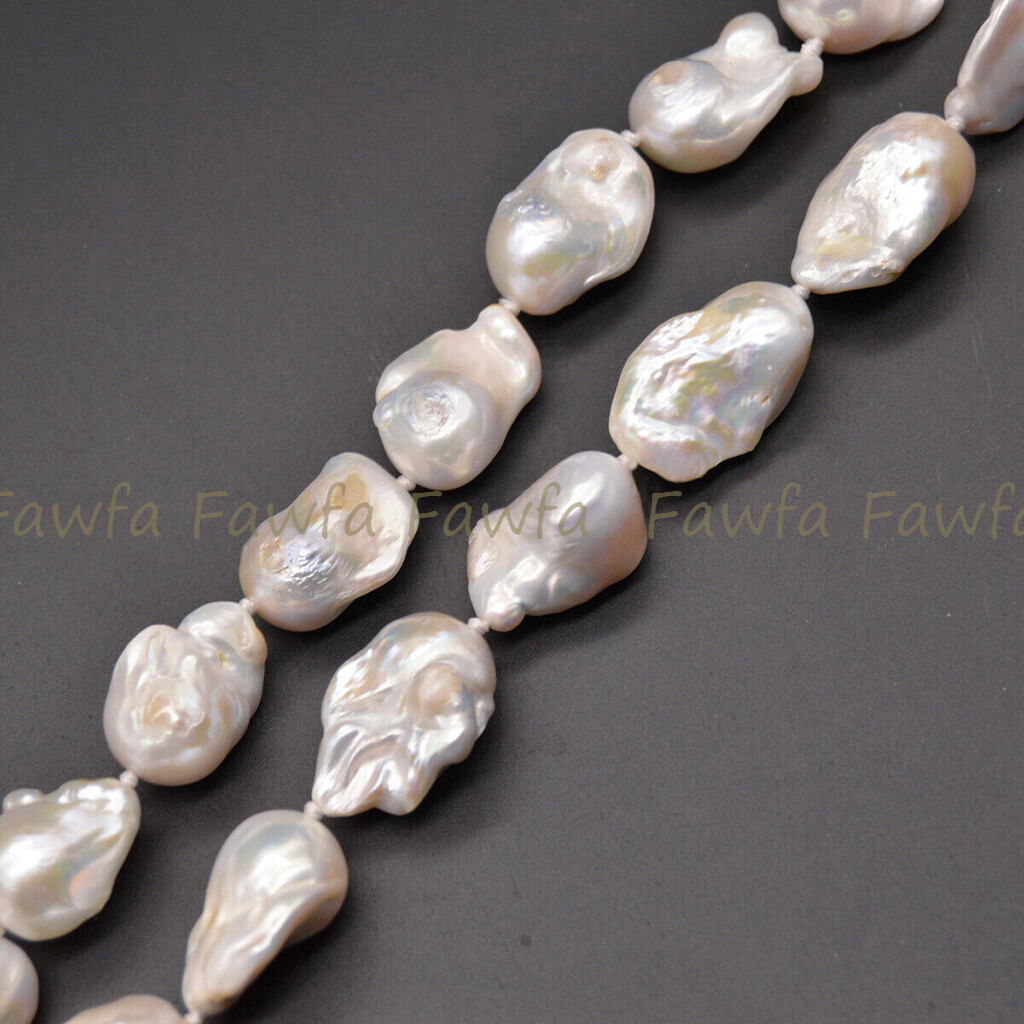 Genuine Natural Large 15-25mm White Keshi Reborn Baroque Pearl Pendant Necklace