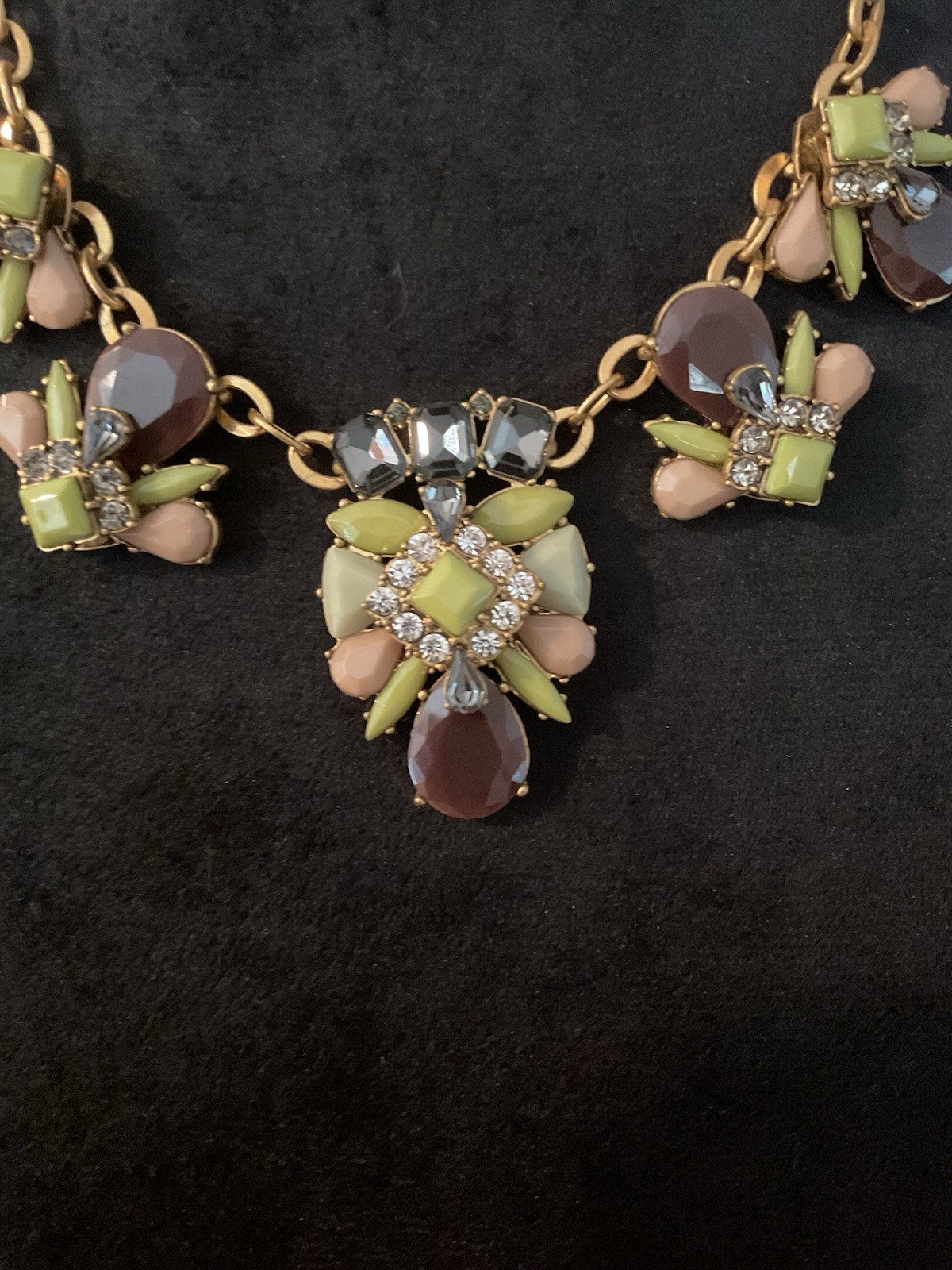 J. Crew Geometric Stone Crystal Art Deco Statement Necklace Multi Color