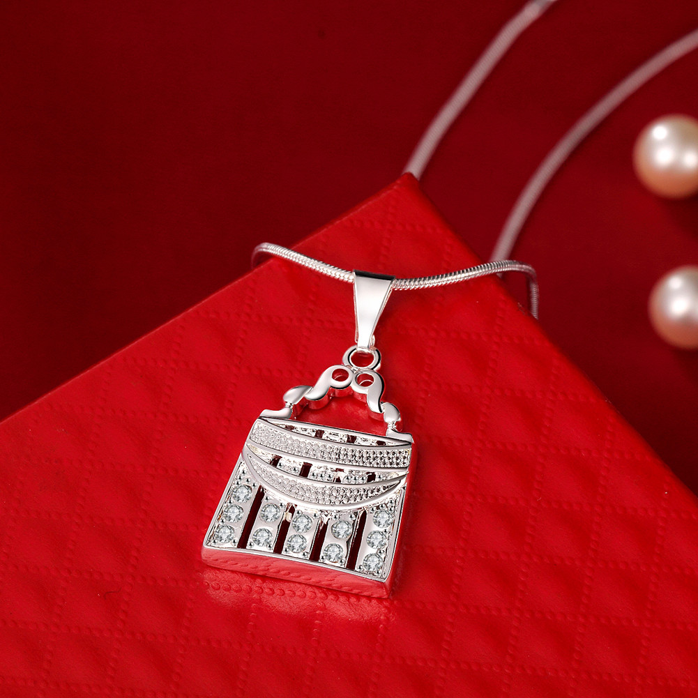 Elegant 925 Sterling Silver Filled Filigree Lock CZ Pendant Necklace N-A601 Gift