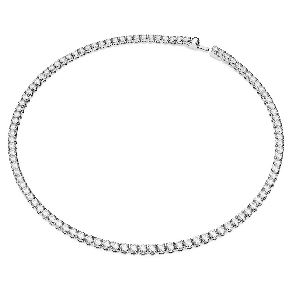 Swarovski Matrix Tennis Necklace Large, Round Cut, White, Rhodium Plated