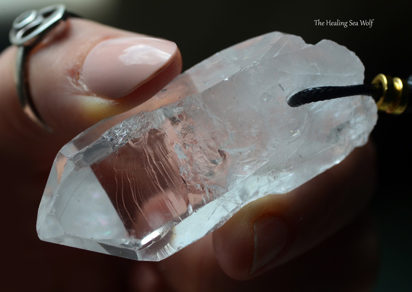 Diamantina Clear Quartz Necklace with Rare Curved Timelines • Manifestation Ally