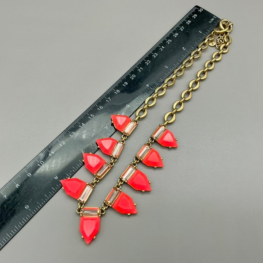 Stella & Dot Necklace Womens Gold Tone Pink Statement Spike Dangle 18 Inch