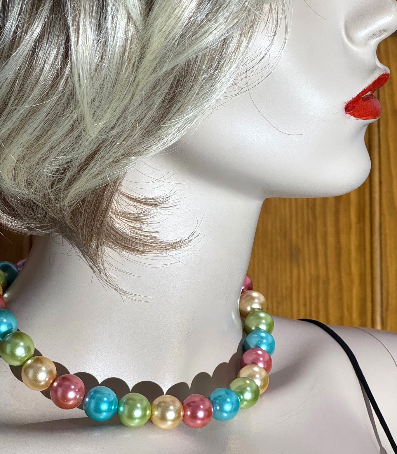 Pastel Color Glass Pearls Necklace/Earrings Set, Handmade in the USA