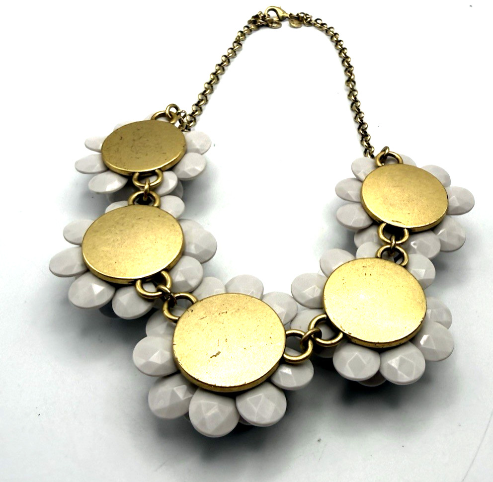 J. Crew 18″ Cream Cluster Flower Statement Necklace