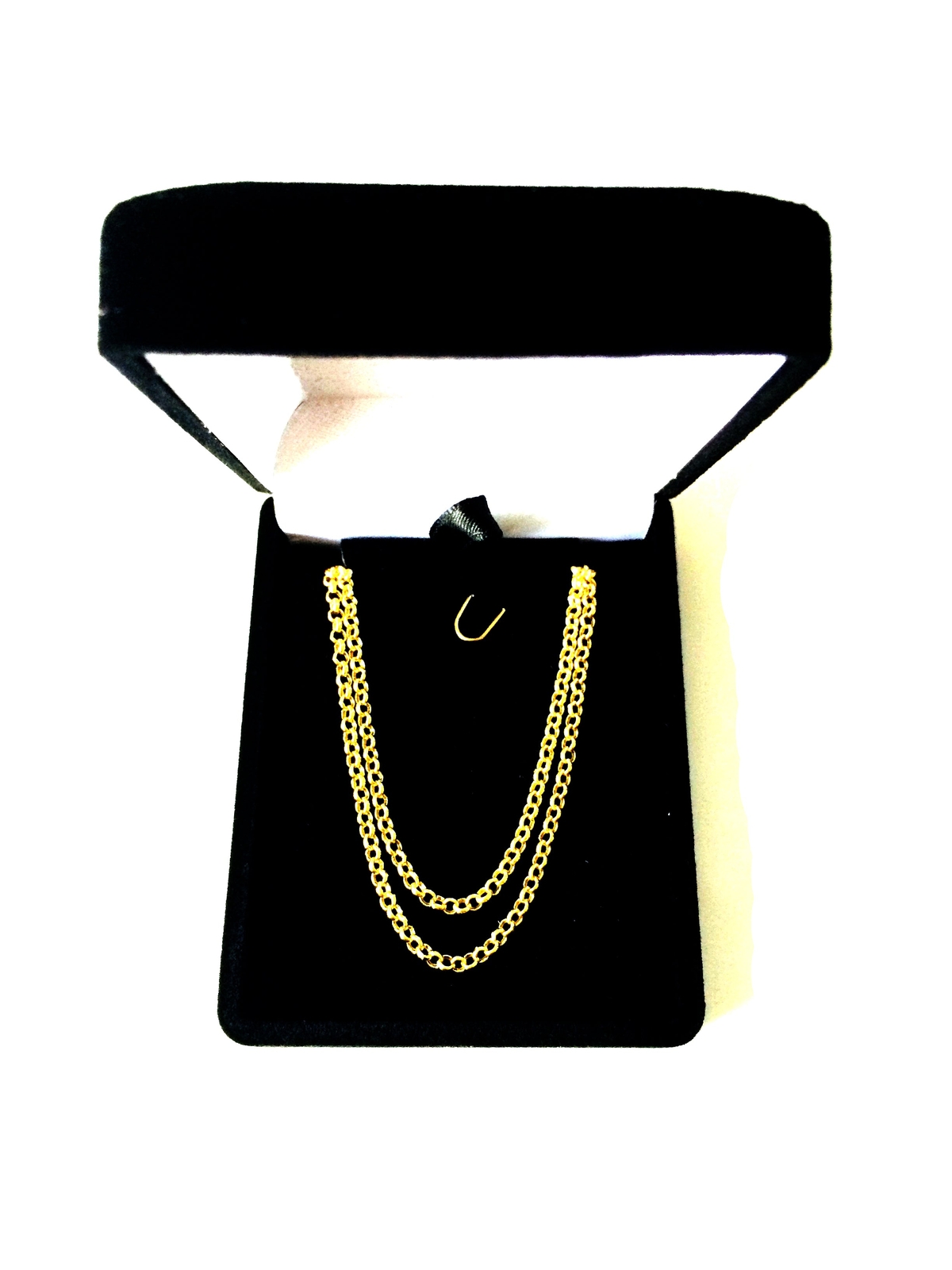 10k Yellow Real Gold Round Rolo Link Chain Necklace, 2.3mm, 16″