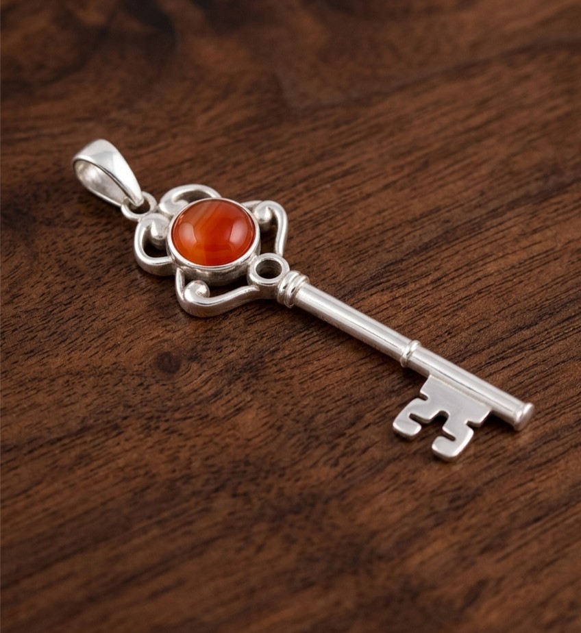 Natural Coroline Unique Made Key Brass Pendent Designe Comes With Chain