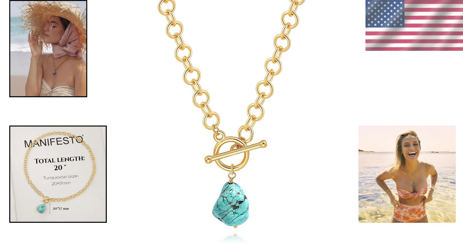 Unique Irregular Turquoise Pendant Necklace in 18k Gold for Every Occasion
