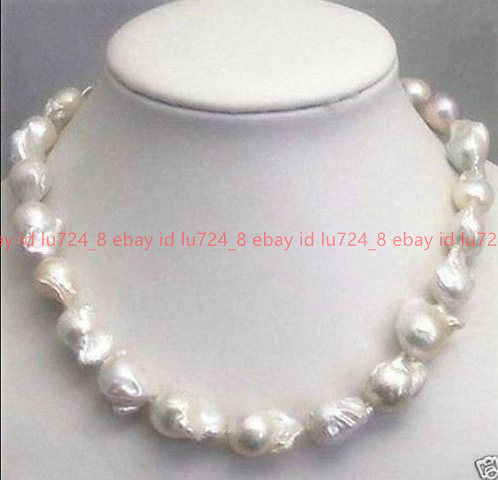 Huge 15x20mm Freshwater Cultured White Keshi Baroque Pearl Necklace 18-35″