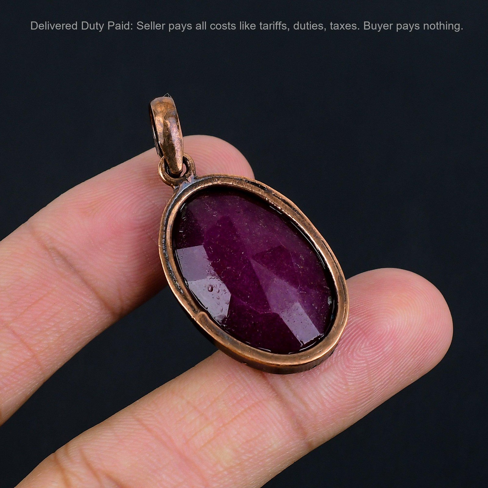 Copper Natural Kashmir Rubi New Electroformed Sister Handcrafted Pendant Jewelry
