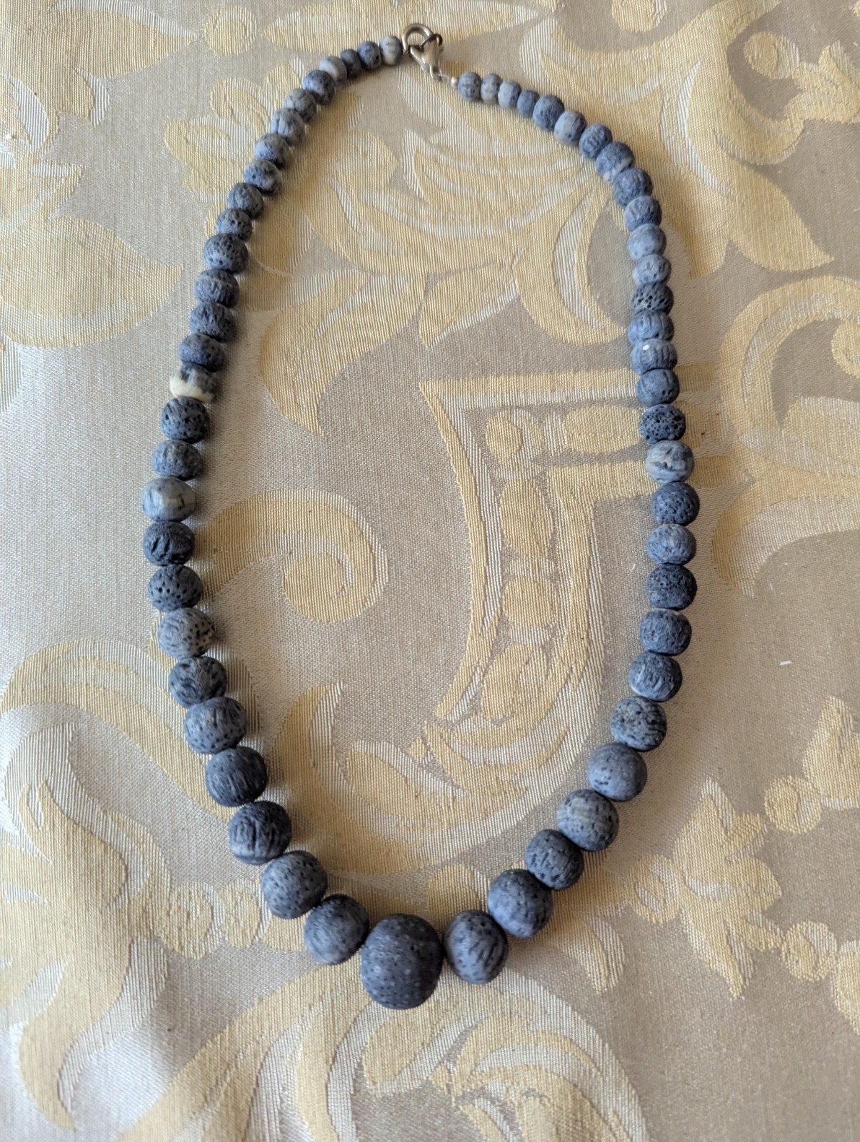 Gray Lava Stone Bead Necklace