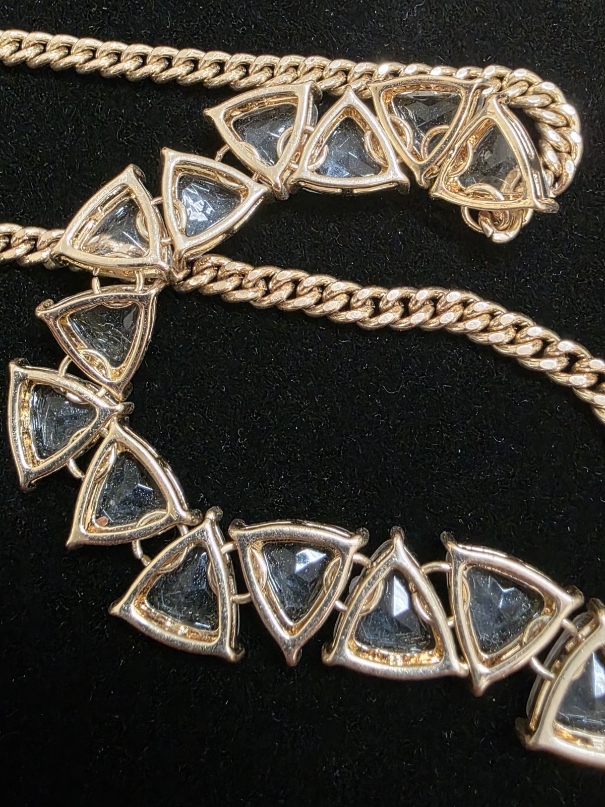 A New Day Crystal Trillion Stone Collar Chain Necklace Metallic Gold