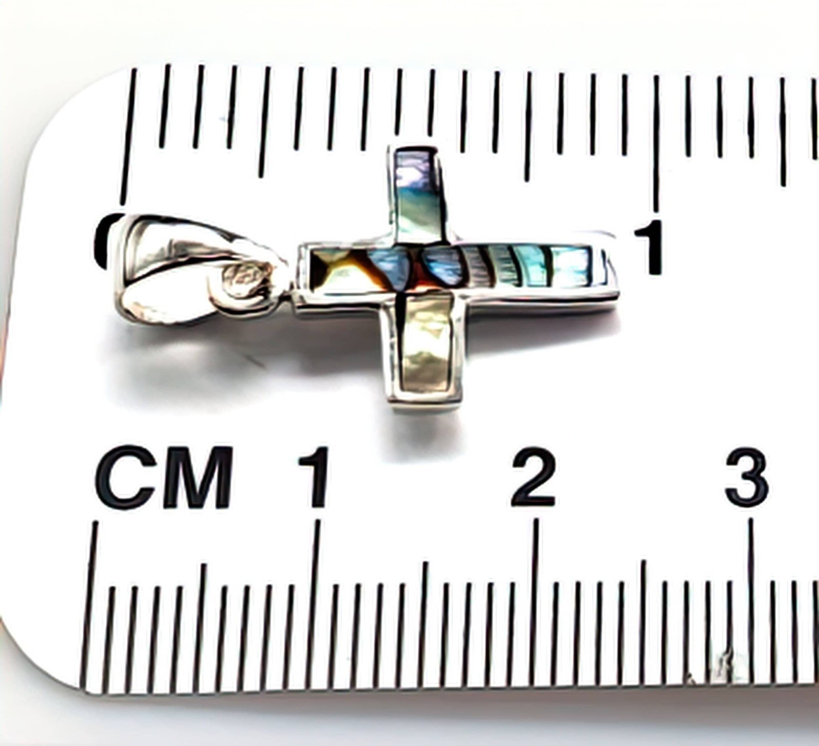 Abalone Cross on 925 Tagged Sterling Silver Plated 2mm Snake Chain