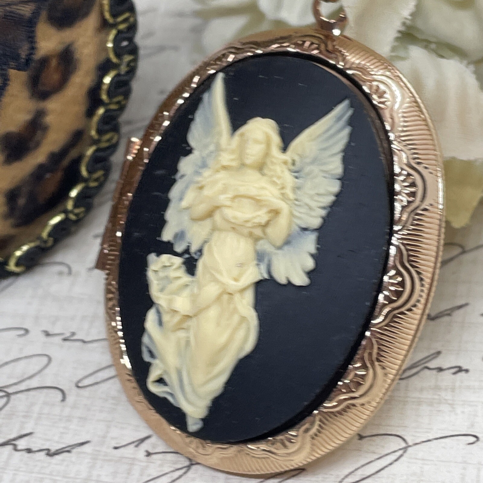 Angel Wedding Anniversary Birthday Rose Gold gift Bridal Bridesmaid Photo Locket